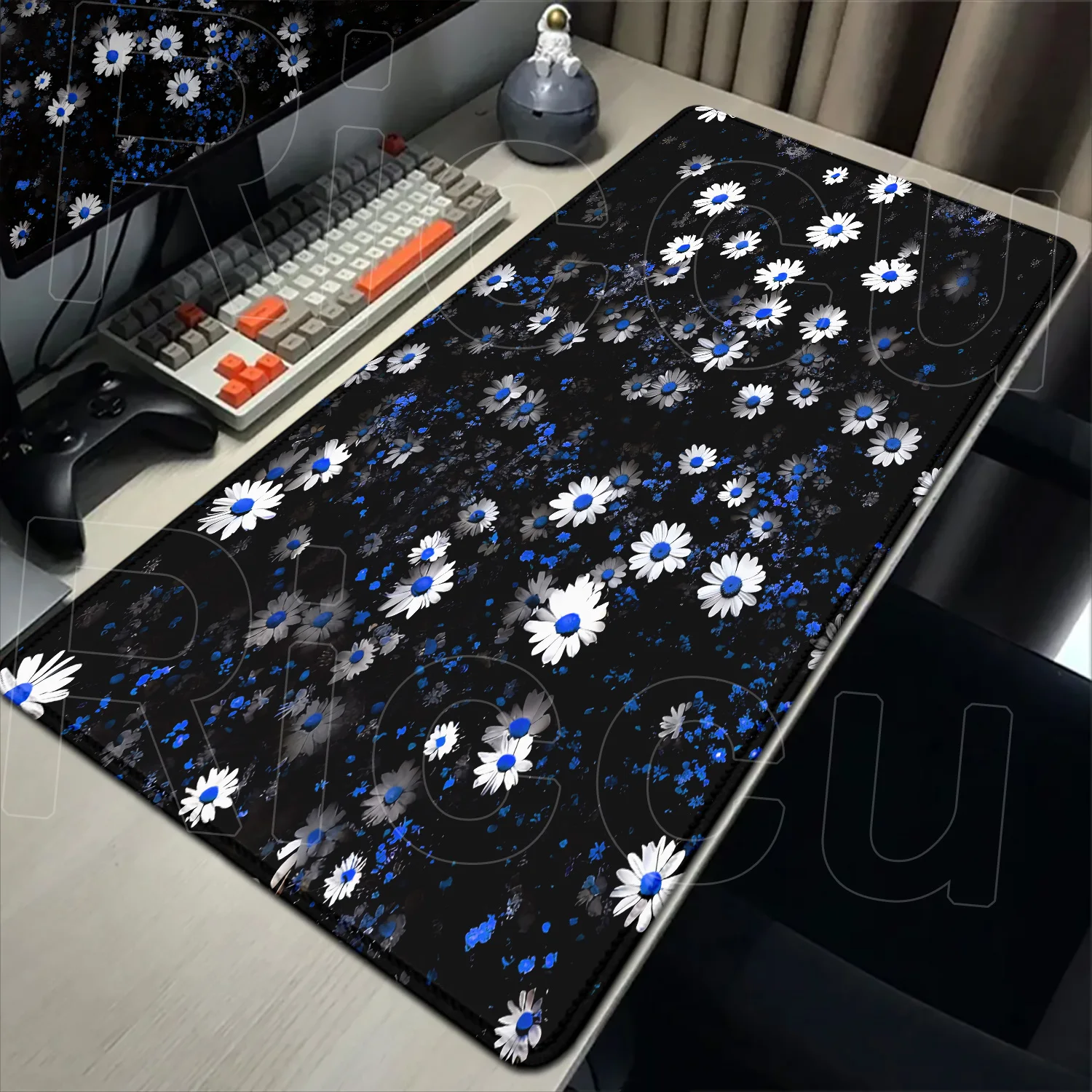 

Fashion Dark Style Daisy Flower Mousepad Custom Home Computer Keyboard Desk Pad Laptop Soft Anti-slip Table Mats Large Mouse Pad