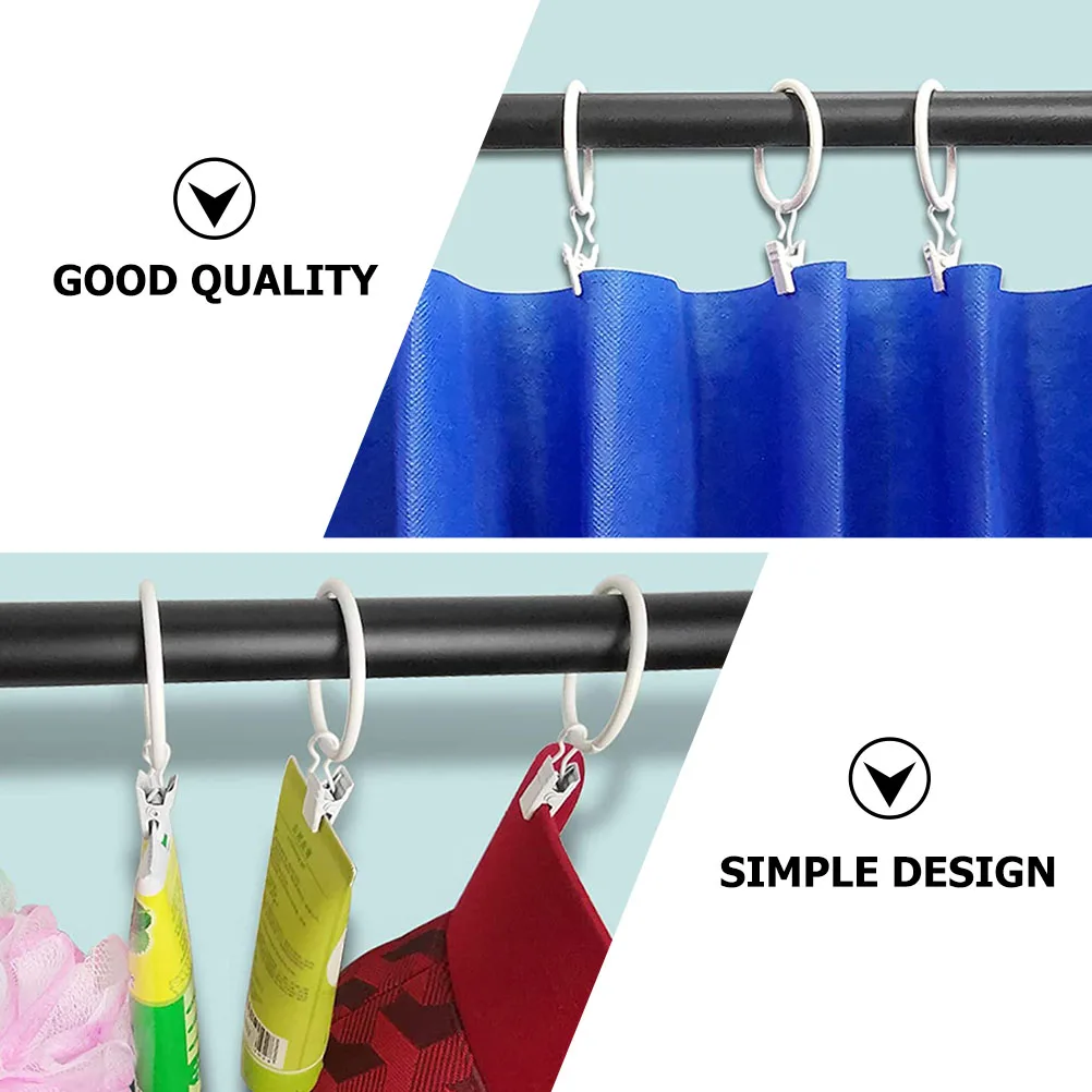

10pcs Curtain Clips Iron Strong Hold For Shower Curtains Drapes Hotel Bedroom Bathroom Use Clamp With Ring Heavy Duty