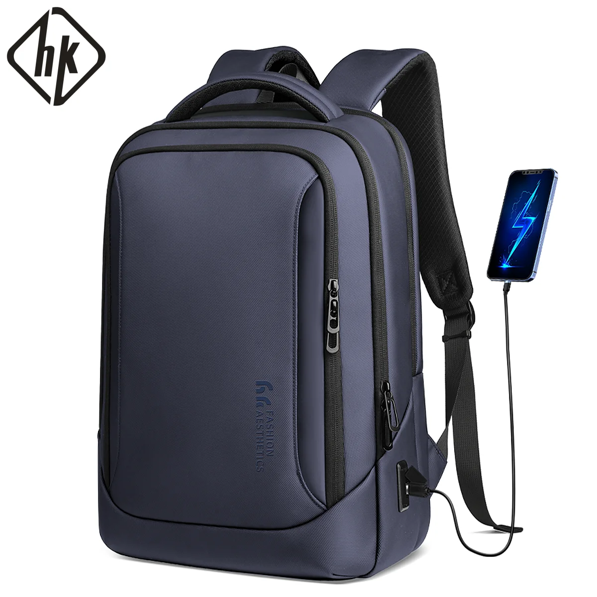 HK Business Backpack Waterproof Laptop Backpack 15.6 Inch USB Charging Port Anti-Theft School Bag for Men Casual Travel Backpack