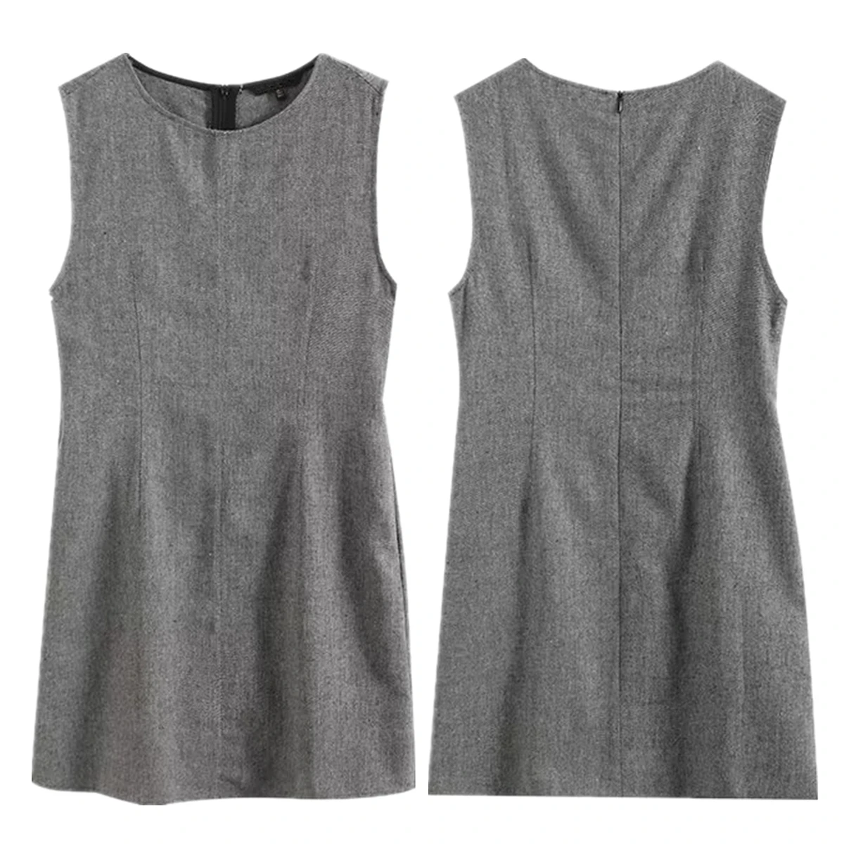 

Maxdutti French Minimalist Grey Sleeveless Dress Women Fashion Ladies Coummuting Elegant Tank Dress