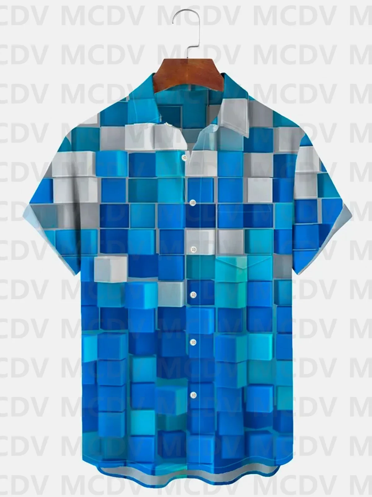 Herren bunt gestreiften Farbverlauf einfachen Druck Kurzarmhemd 3d Hawaii Hemden Sommer