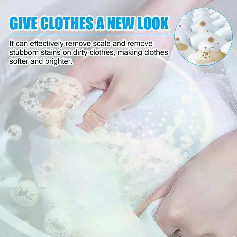 New Effervescent cleaning tablets for clothes: Cleans stains and oil stains, softens fabric, and has a pleasant fragrance.