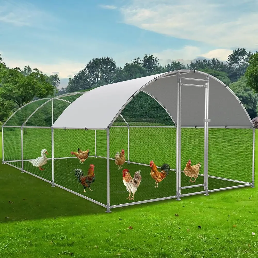 

Outdoor Waterproof UV-Resistant Chicken Coop with Dome Roof for Backyard Poultry and Rabbits