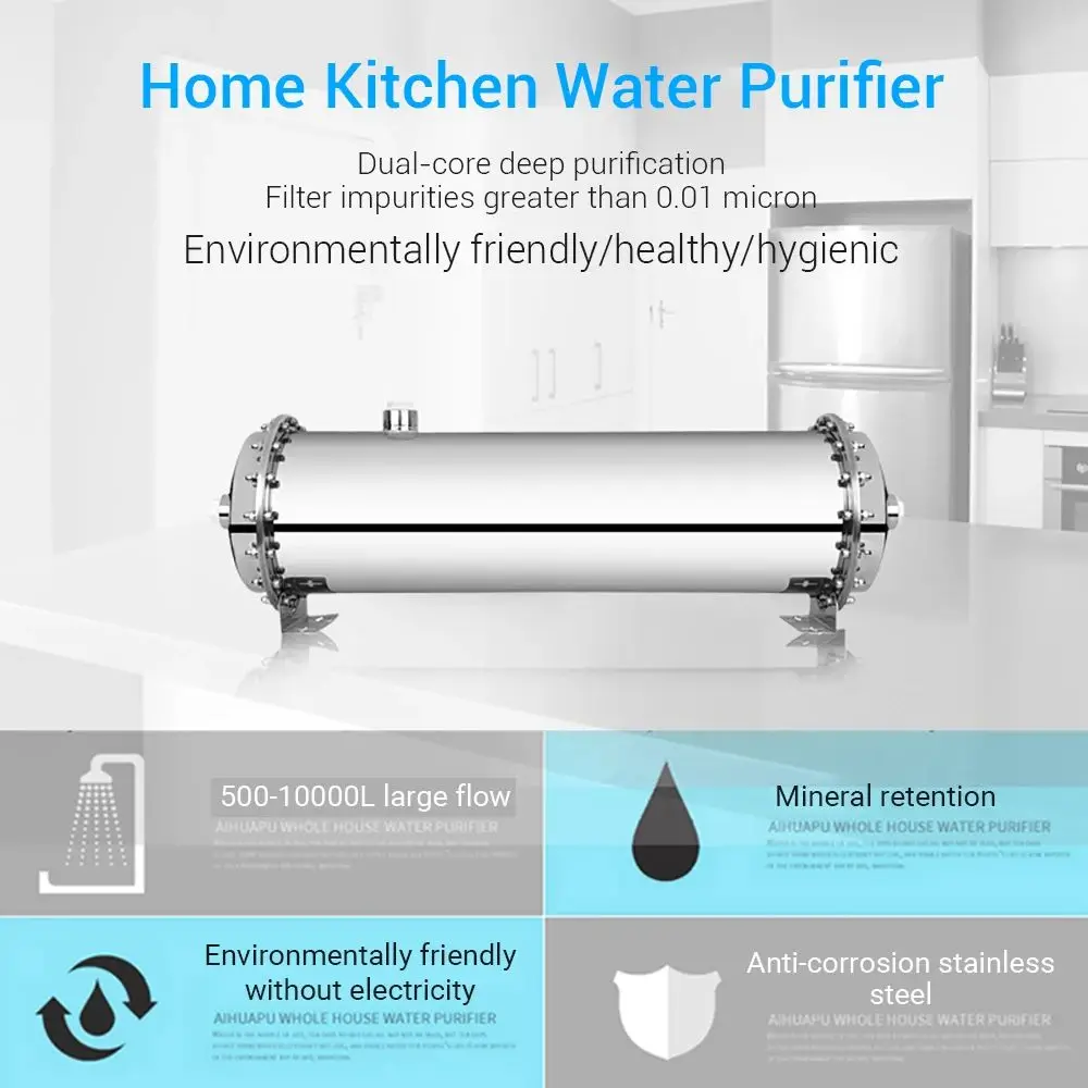 304 Stainless Steel Water Filter System PVDF Ultrafiltration Purifier Commercial Home Kitchen Drink Straight UF Filters 3000L