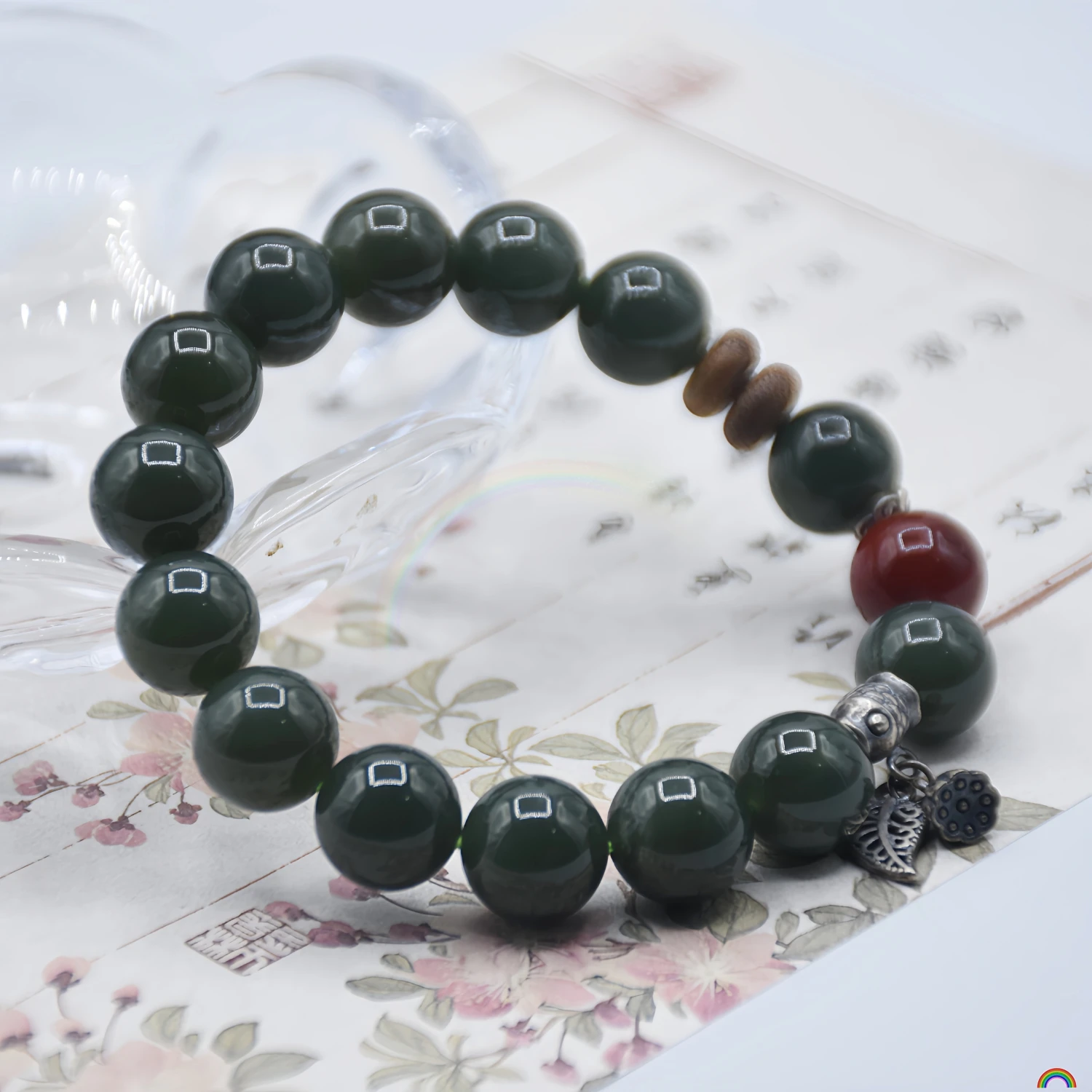 Natural Hetian Jade Hand String After Rain National Style Design Single Circle Jade National Style Simple Bracelet Women's Rwbuy