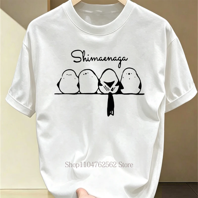 Cute Funny Shimaenaga Bird Patter Print T-shirts for Women Summer Casual Fashion Harajuku Tops Crew Neck Short Sleeve Tees