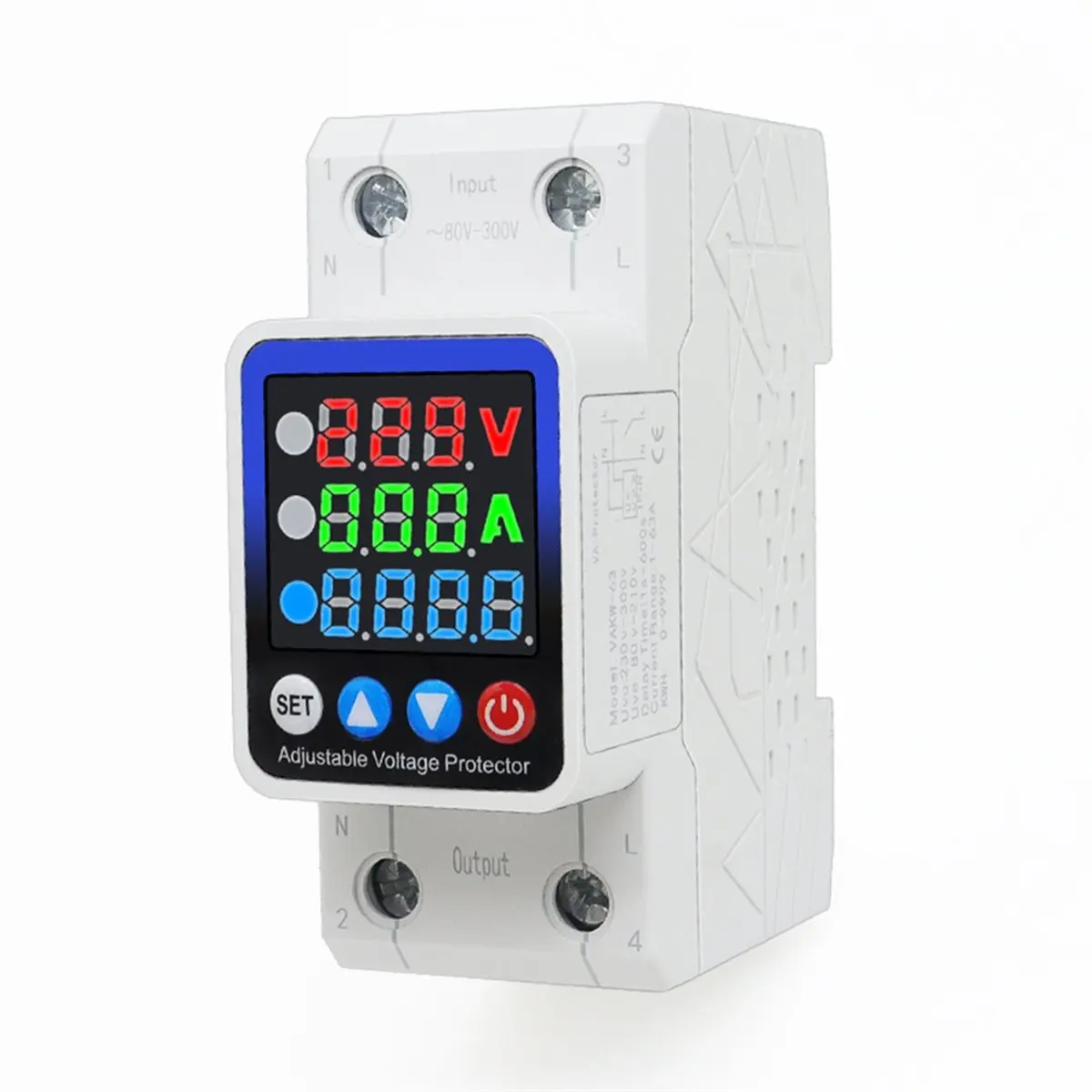 63A Power Consumption KWH Meter Single Phase Adjust over Under Current and Voltage Protective Device Protector Relay