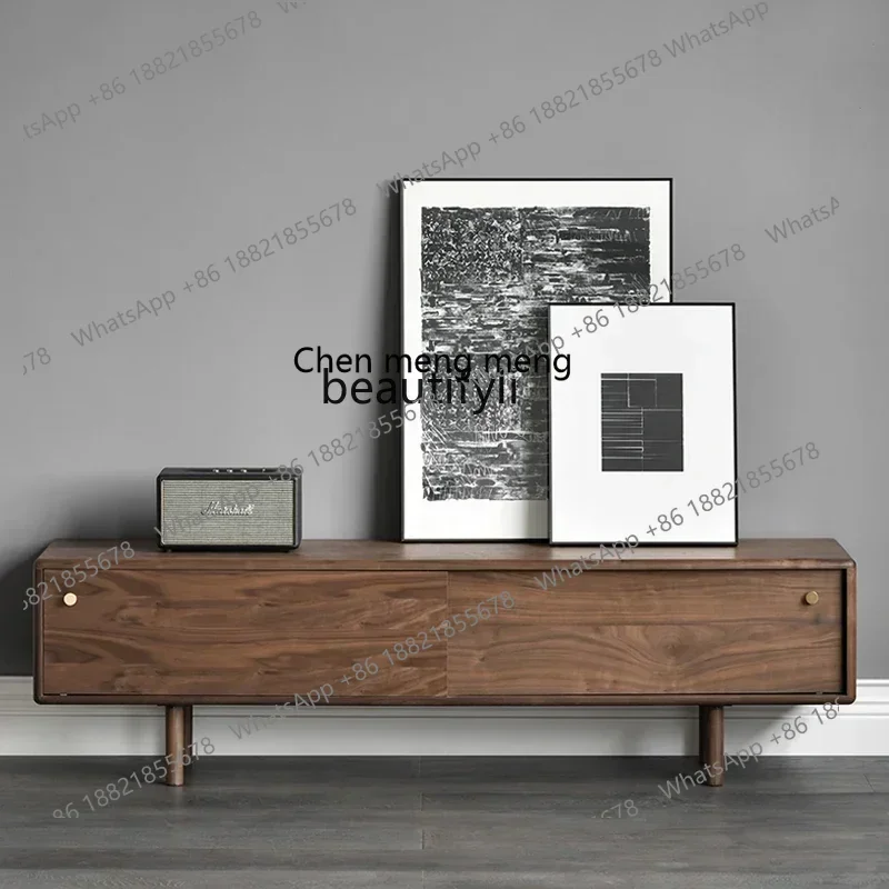 SS new styleItalian light luxury North American black walnut solid wood TV living room lockerss 7486 ss 7486