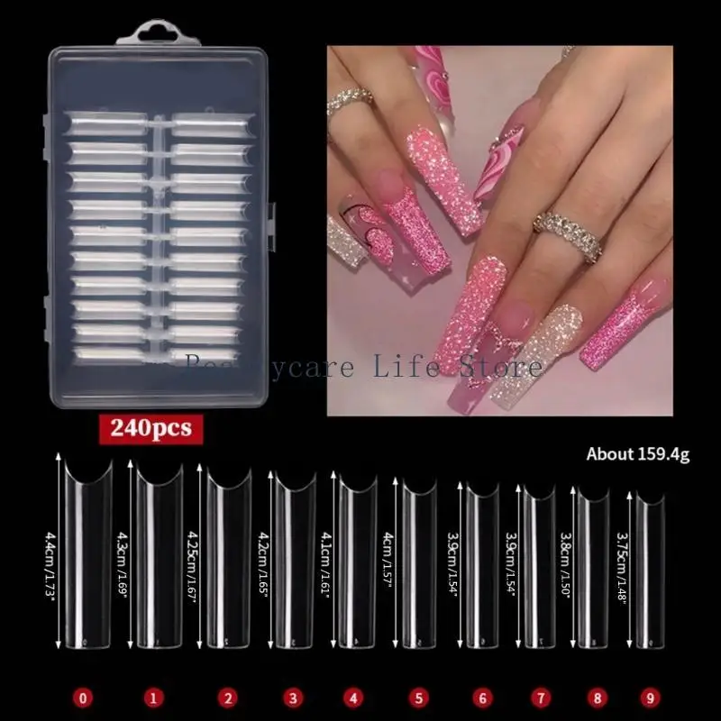 652c 240ピース長いネイルヒントクリア偽ネイルヒントbalerina artifical fingernails full cover tip