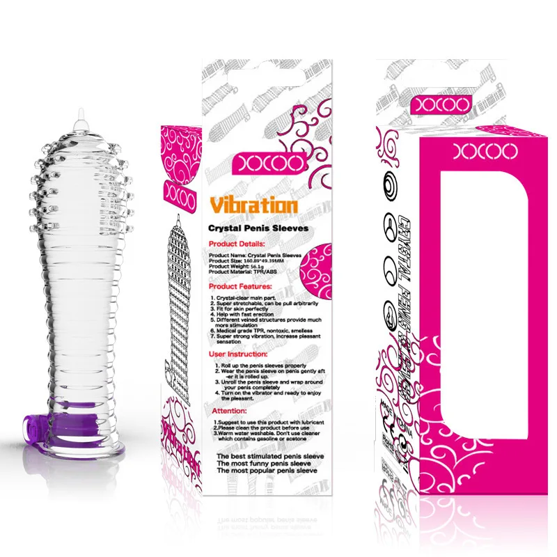 Bestco 18 + Mannelijke Kristallen Spike Condooms Vibrator Penis Extender Mouw Transparante Vertraging Ejaculatie Volwassen Erotische Goederen Seksspeeltjes