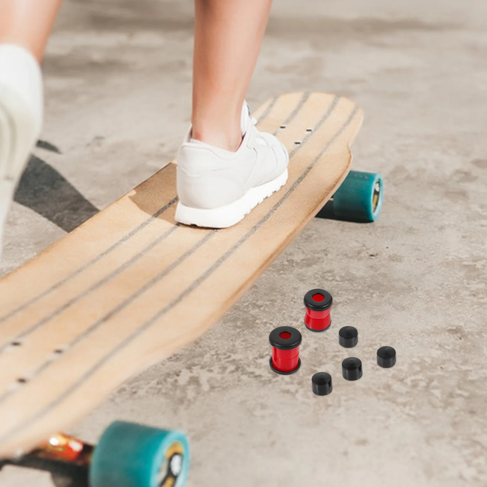 

1 set Skateboard Shock Pad Shocking Absorber Truck Cushion Damping Bushings Shockproof Pu Red Color Replacement Pivot Cups