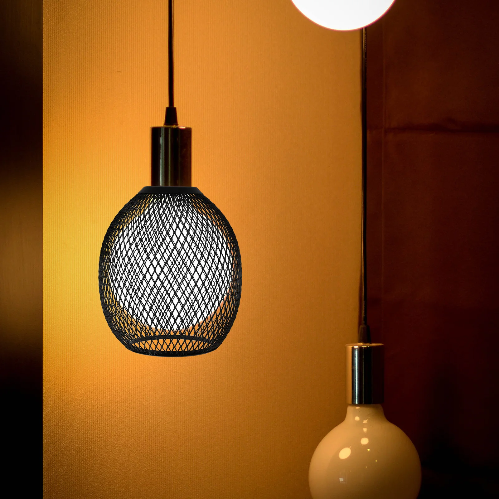 

Drum Shade Lamp Cover Iron Wire Mesh Cage For Pendant Light Metal Hanging Lampshade Replacement Retro Industrial Style