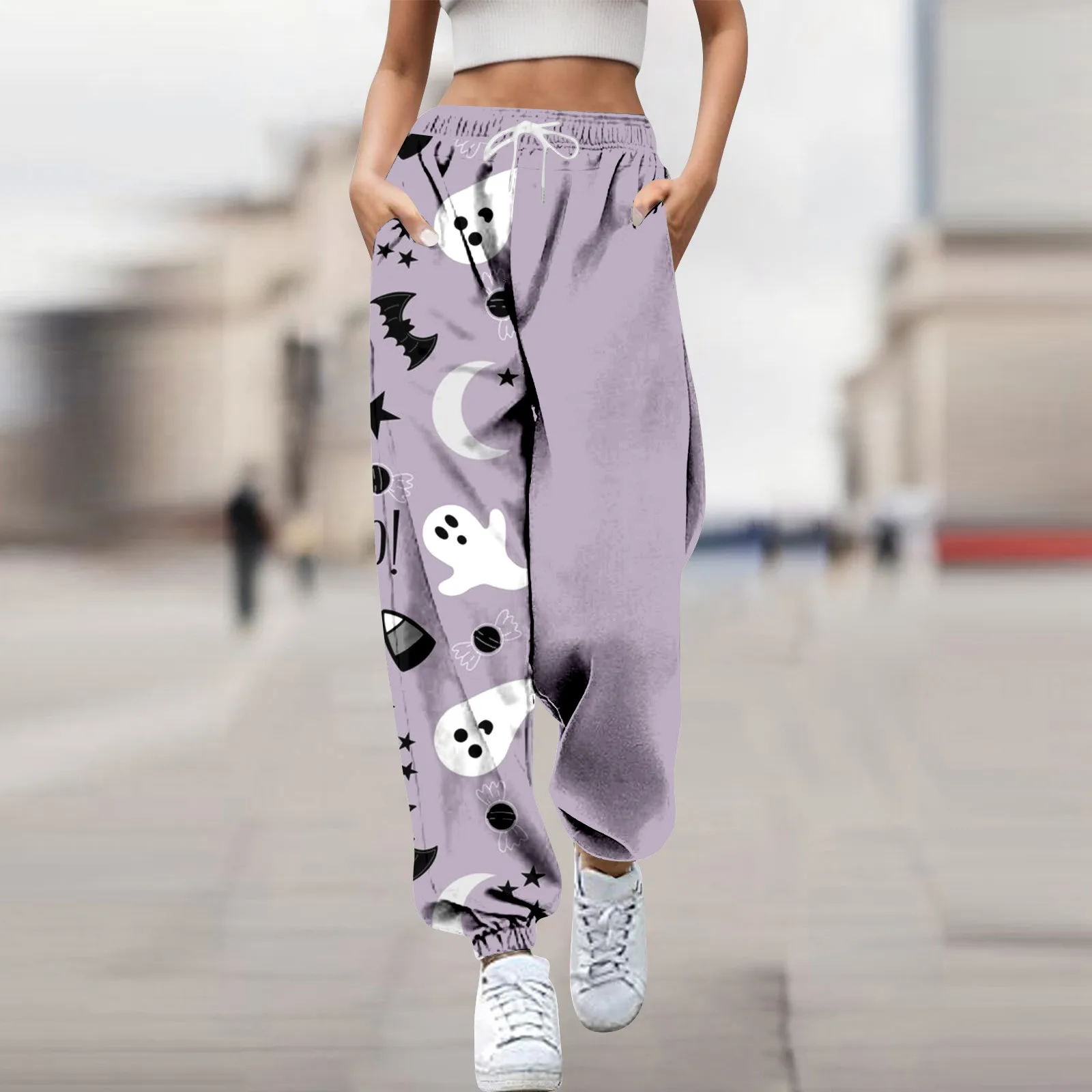 

Women Fashion Trousers Pumpkin Halloween Suitable Print Bottom Sweatpants Pockets High Business Casual Pants for Women Petite