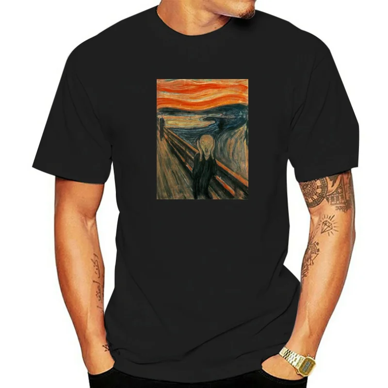 100% Cotton  Edvard Munch The Scream T Shirt Guys Latest Unique Tee Shirts Casual Exercise T-Shirts Men Summer O Neck