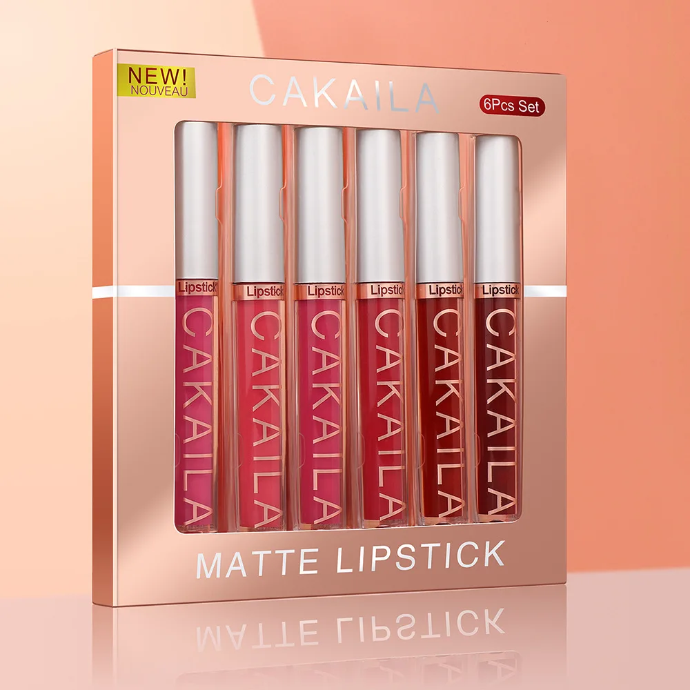 6er Pack Lipgloss-Set matt und lang anhaltende Farb retention