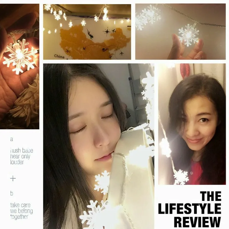 String Lights Snowflake LED Fairy Lights Xmas Tree Christmas New Year Room Valentine's day Decoration USB or Battery Operate