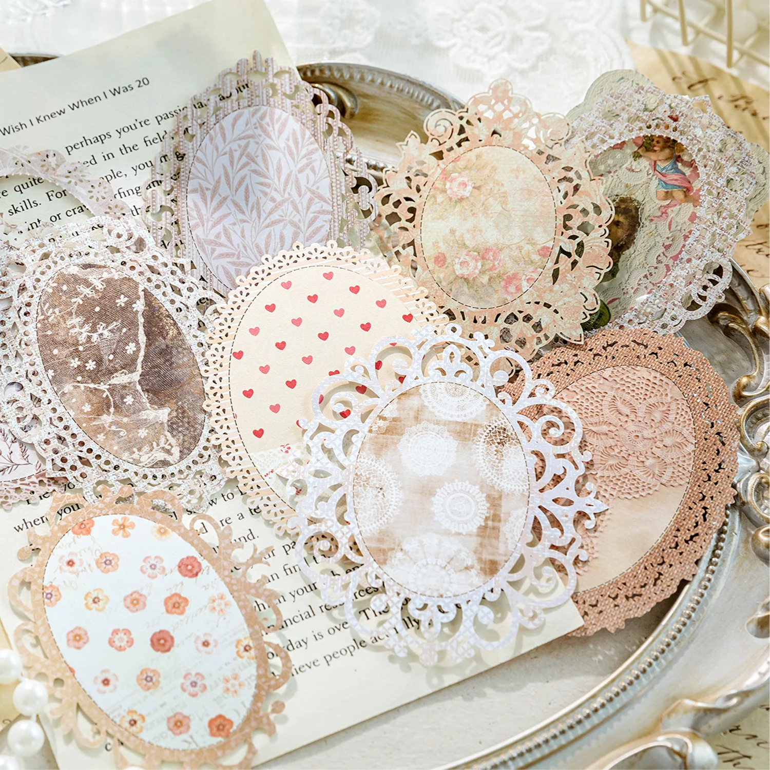 Blocco note di carta decorativo retrò adorabile della serie Lace Flower Dream da 12 pacchi/lotto