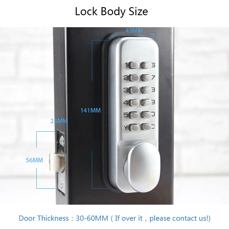 LACHCO Mechanical Code Lock Waterproof  Digital Machinery Keypad Password Entry Door lock Single Latch Zinc Alloy Silver  L17003