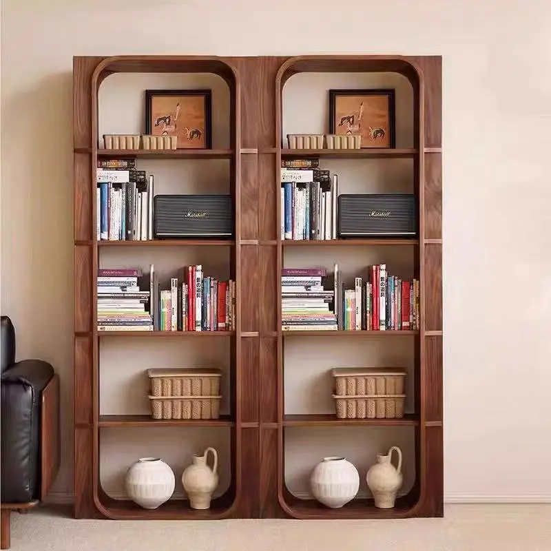 

Customizable Nordic Solid Wood Black Walnut Medieval Arch Bookshelf