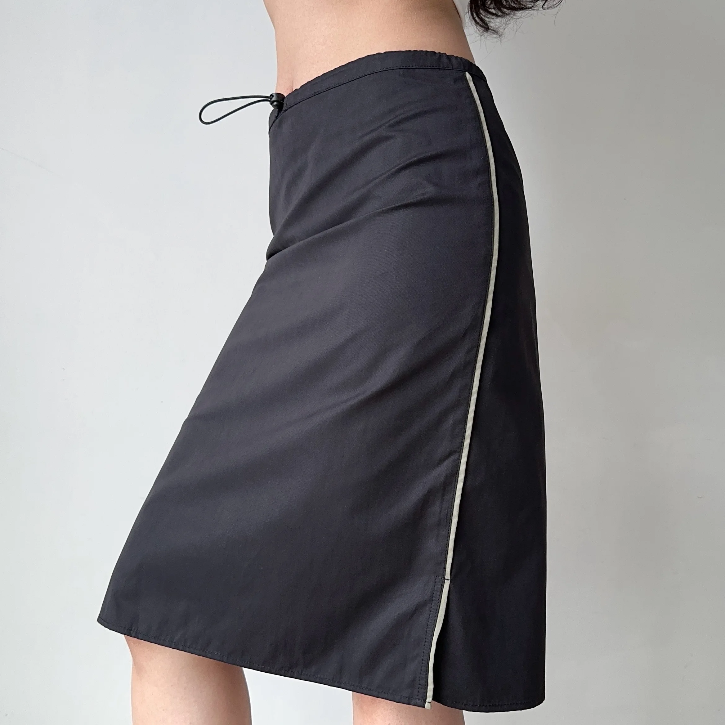 

Американская ретро-юбка с завязками на талии, повседневная рабочая одежда, модная прямая юбка средней длины для женщин