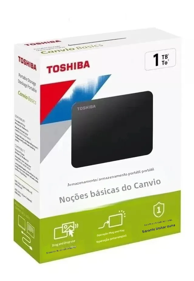 Disco Rígido Externo Toshiba A3 Upgrade Preto Canvio Base 500GB 1TB 2TB USB 3.0 Mecânico para Desktop e Laptop