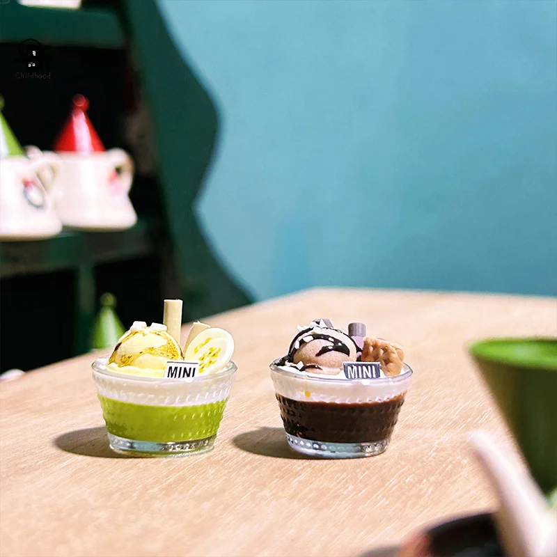 1Pc Dollhouse Simulation IceCream Dessert Cup Toy Model Dollhouse Miniature Kitchen Food Accessories Dolls House Decoration Toy