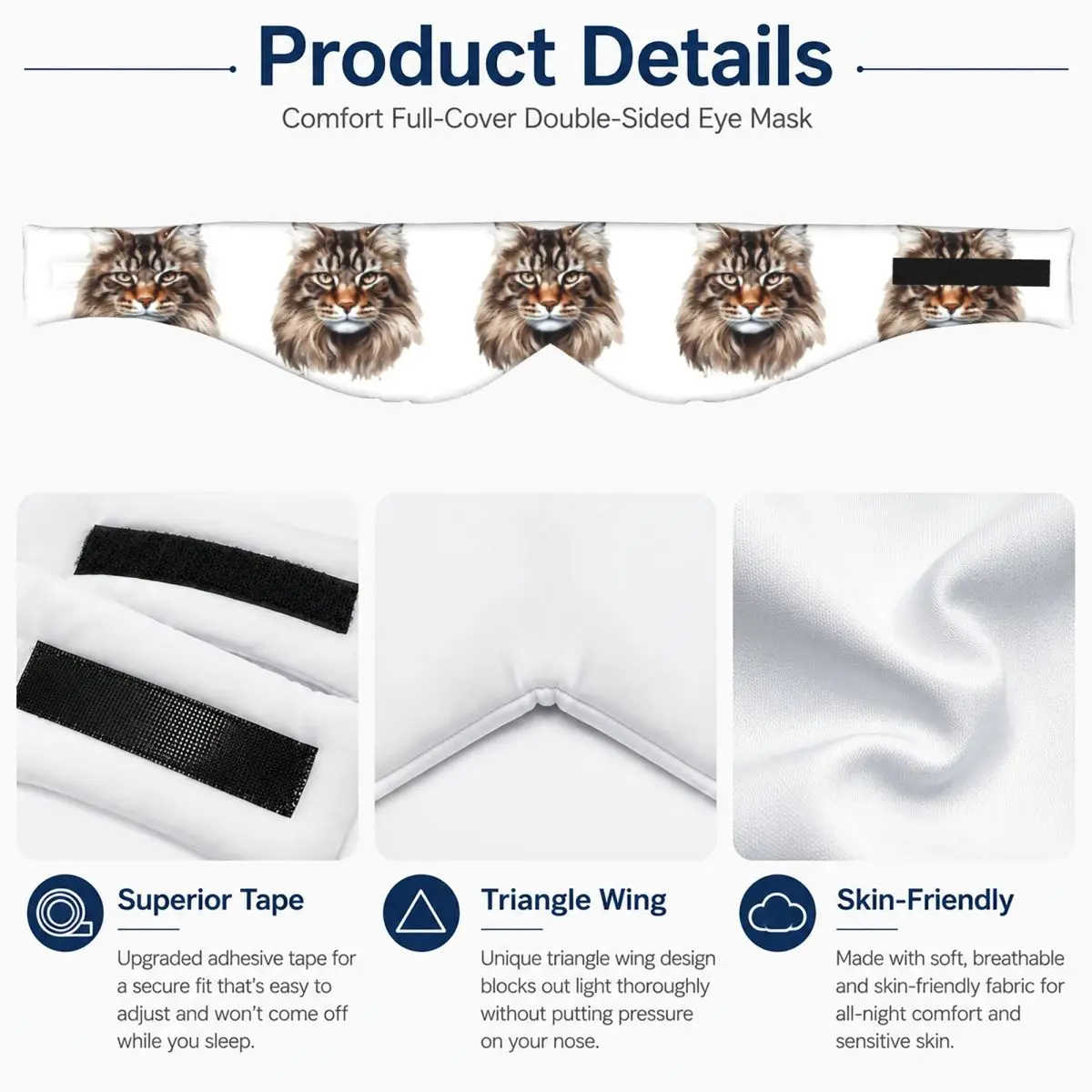 Maine Coon Cat sleep eye mask Light Blocking Portable Eye Cover for Girls Boys Home Sleeping Party Gift Eyeshade eyepatch view 4