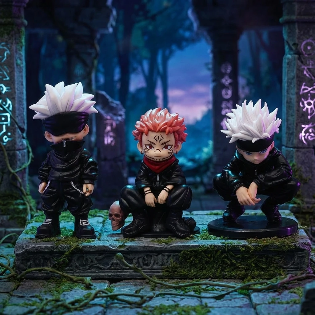Figura de Anime Jujutsu Kaisen, bonita figura de Chibi Gojo Satoru, Posa en cuclillas, Gojo Satoru Itadori Yuji, figura de acción, muñeca, modelo, estatua