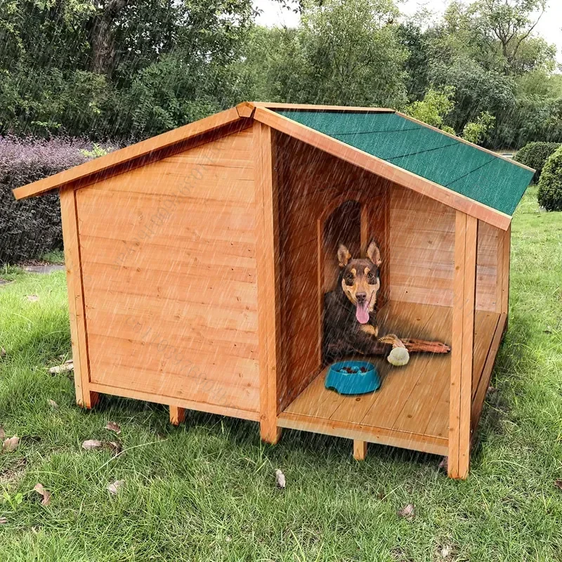 Outdoor indoor solid wood dog Large, medium and small dog house Anti-corrosion and rainproof pet house Cat house Large