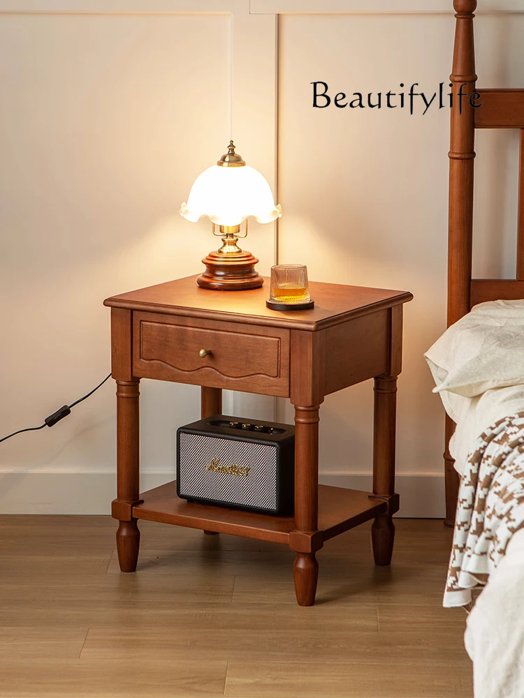 

غرفة نوم كاملة أثاث Retro French Cherrywood Solid Wood Bedside Cabinet Middle and Ancient Small Apartment Bedroom Bedside Storag