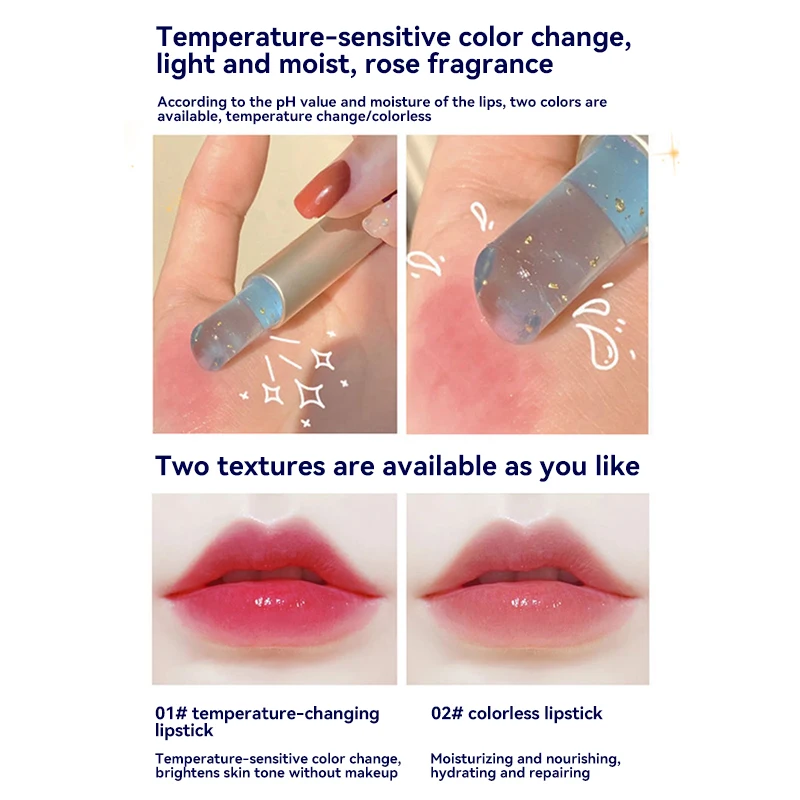 Stern brillante Temperatur änderung feuchtigkeit spendender Lippenstift Kristall gelee wasserdichter Lippenstift dauerhafte Ernährung Lippenstift 24k Tempera