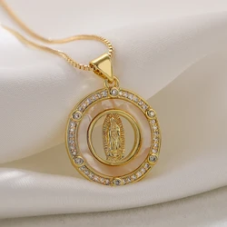 2024 Trendy Stainless Steel Chain Virgin Mary Pendant Necklace For Women Girls Light Luxury Party Daily Jewelry