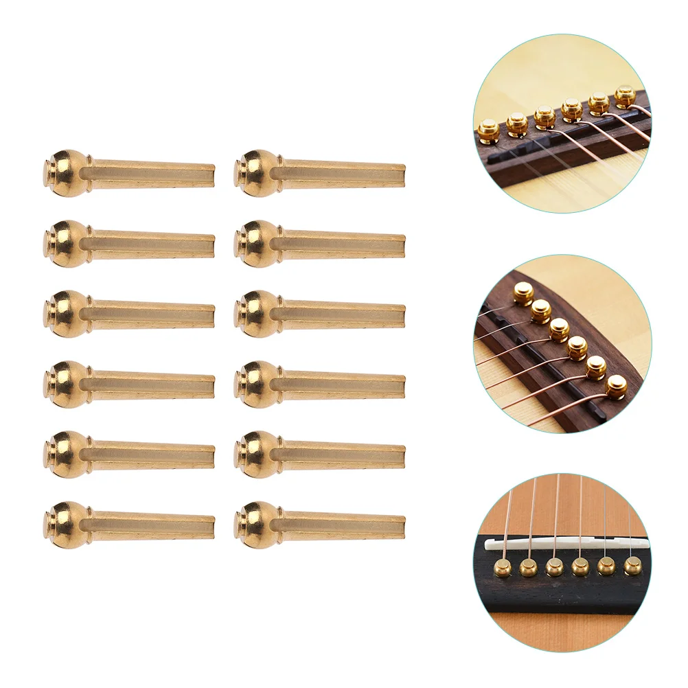 

12 Pcs Guitar Brass String Nail Fixing Peg for Acoustic Pin Bridge Accessories Golden