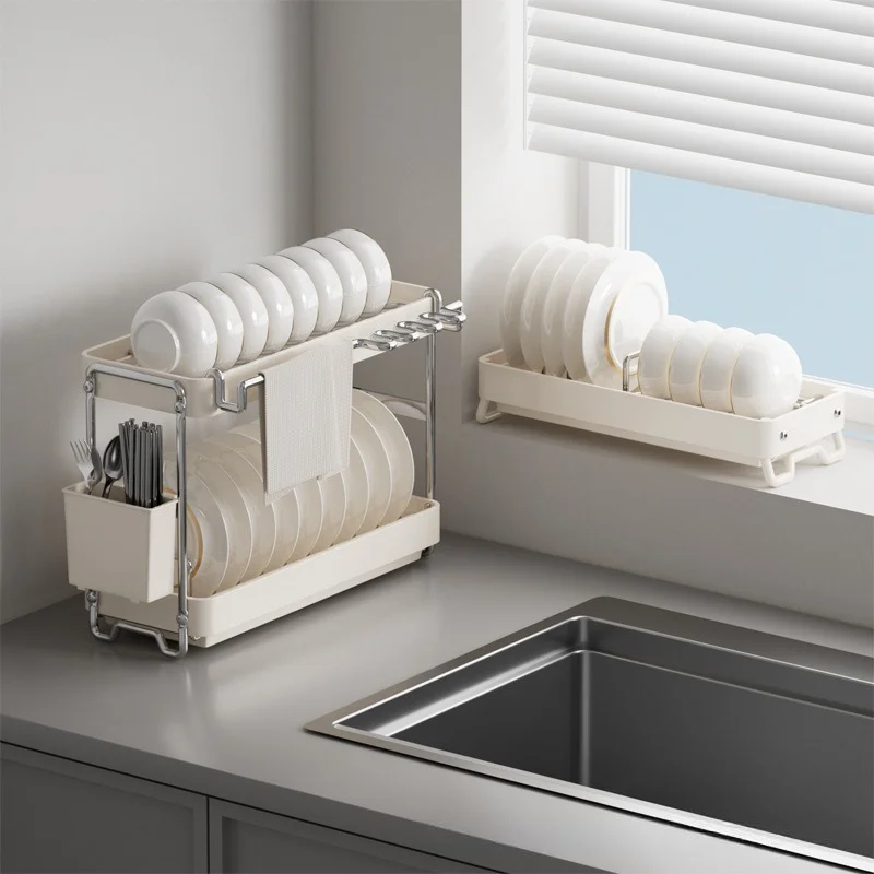 

Dish Drying Rack Stainless Steel Bowl Holder Household Kitchen Over Sink Drainer Draining Rack Coutertop Plate Chopstick Storage