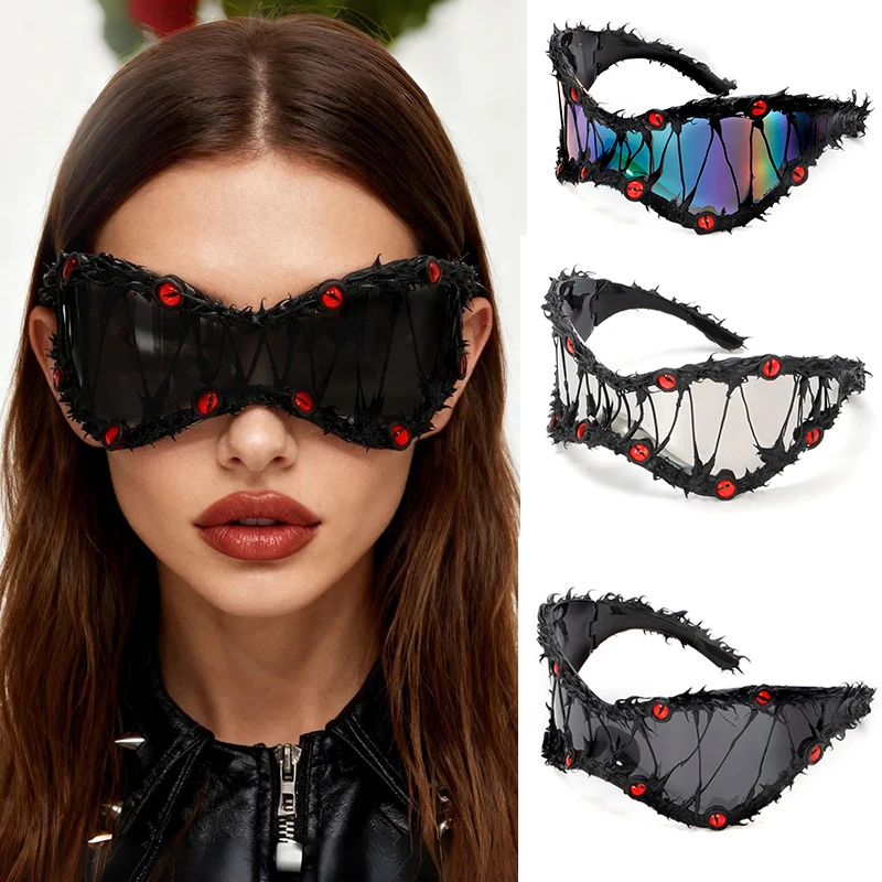 

Personalized Street Style Design Vintage Sunglasses Man Handmade Trendy Punk Sun Shade Halloweens Cosplay Accessories Eyewears