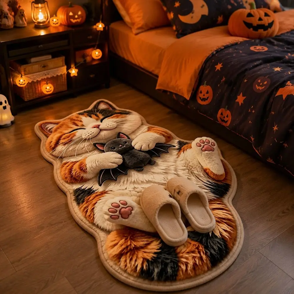 Special-shaped Cat Shaped Floor Mat Soft Surface Non Slip Backing Cat Floor Mat Absorbent Cat Pattern Cat Shaped Carpet