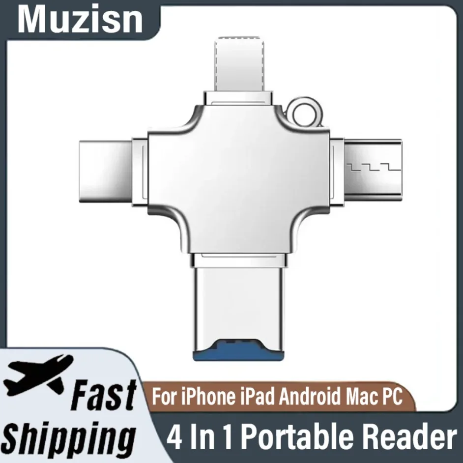 

4IN1 Memory Card Reader Type-C OTG Adapter for iPhone Laptop PC for iOS USB A Micro SD Card Reader for Samsung Huawei Xiaomi LG