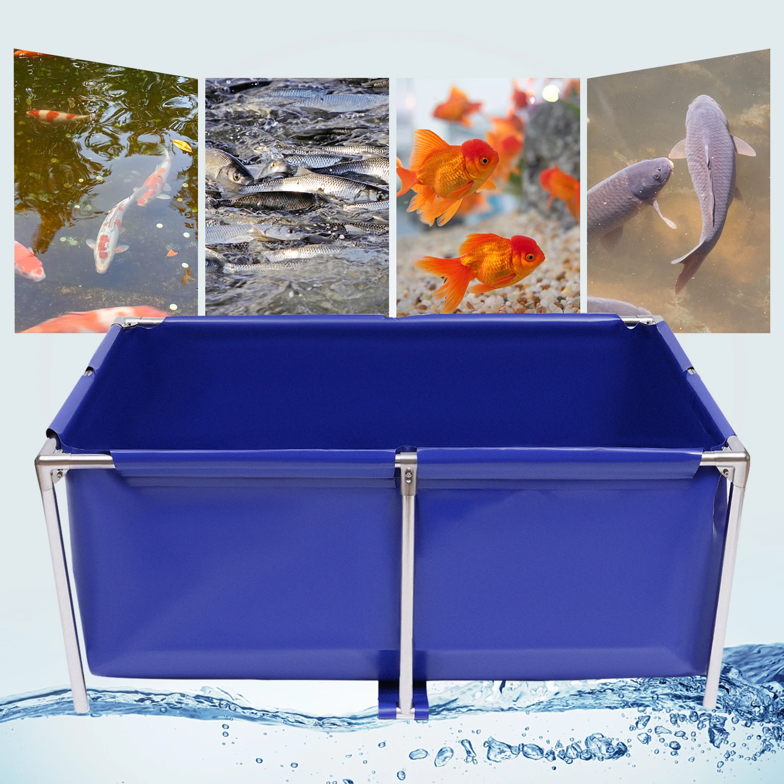 

Aquarium Fish Water Tank Canvas Ornamental Swimming Pool Koi Breeding Pond 47.2*31.4*19.6inch for Fish, Lobster, Leeches