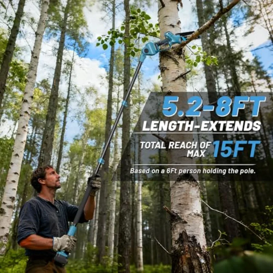 2-in-1 Cordless 8 Inch Pole Saw Mini Chainsaw for  18V Battery NOT Included Electric Chain Saw with 15Ft Max Reach Multi-Angle