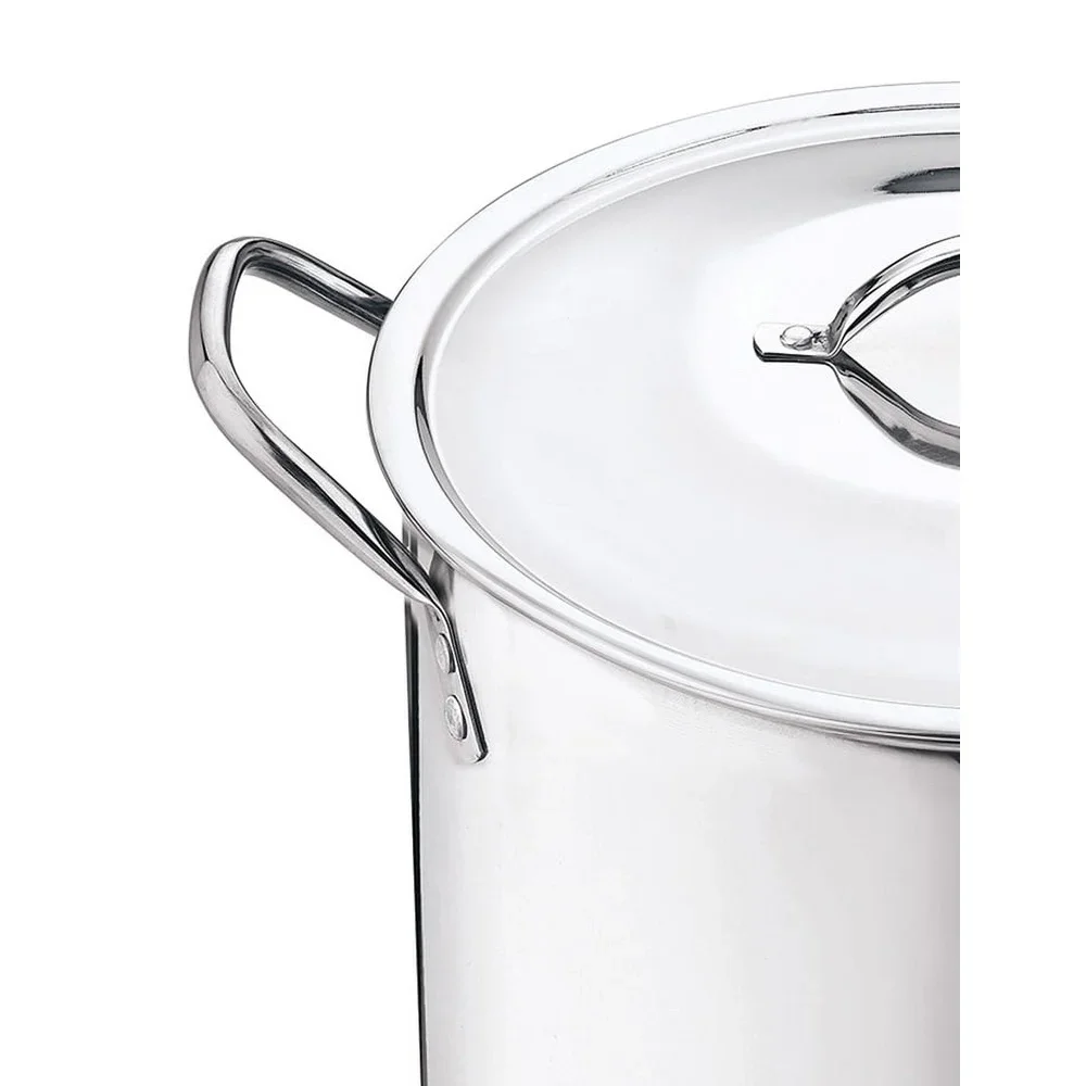 12 Quart Stainless Steel Stock Pot with Metal Lid Stay Cool Handles Heavy Duty Cookware Soup Stew Boiling Ideal Kitchens