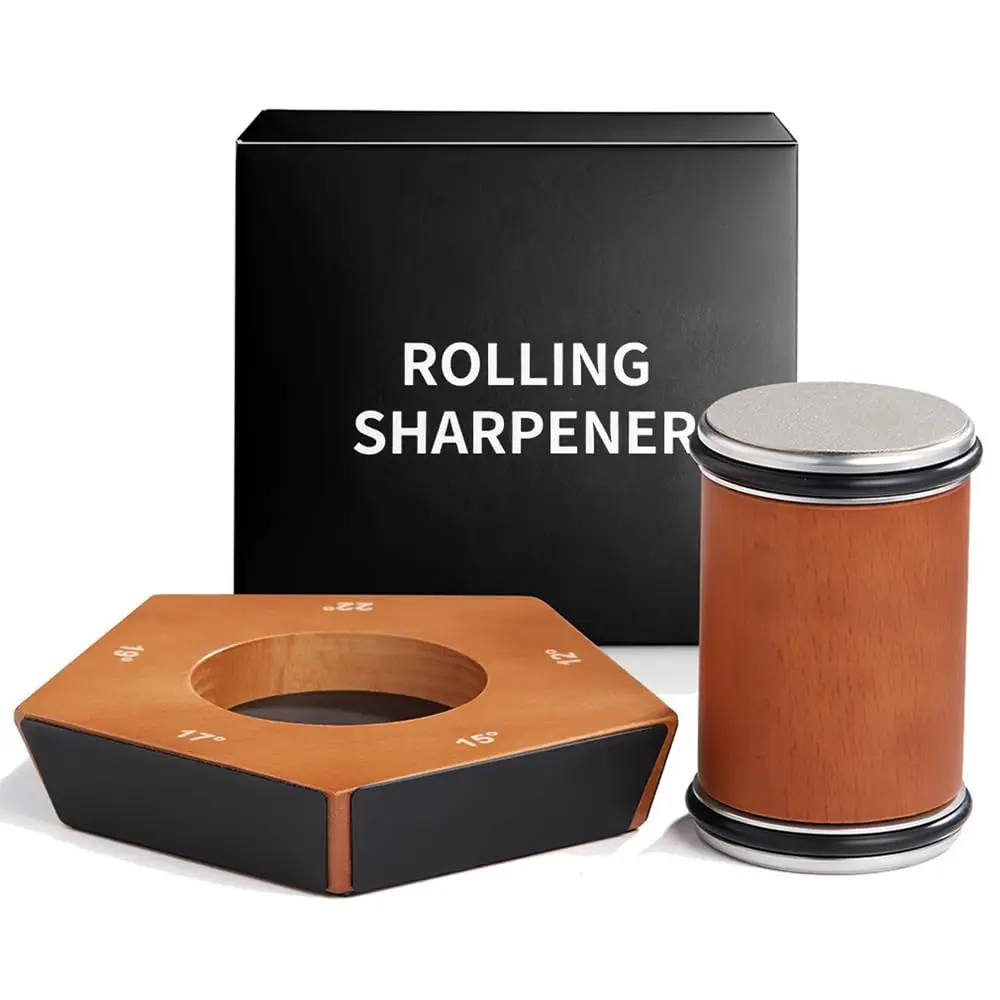

Roller Knife Sharpener Set with 2/5-Angle Magnetic Holder and Diamond Sharpening Stones – Kitchen Accessories