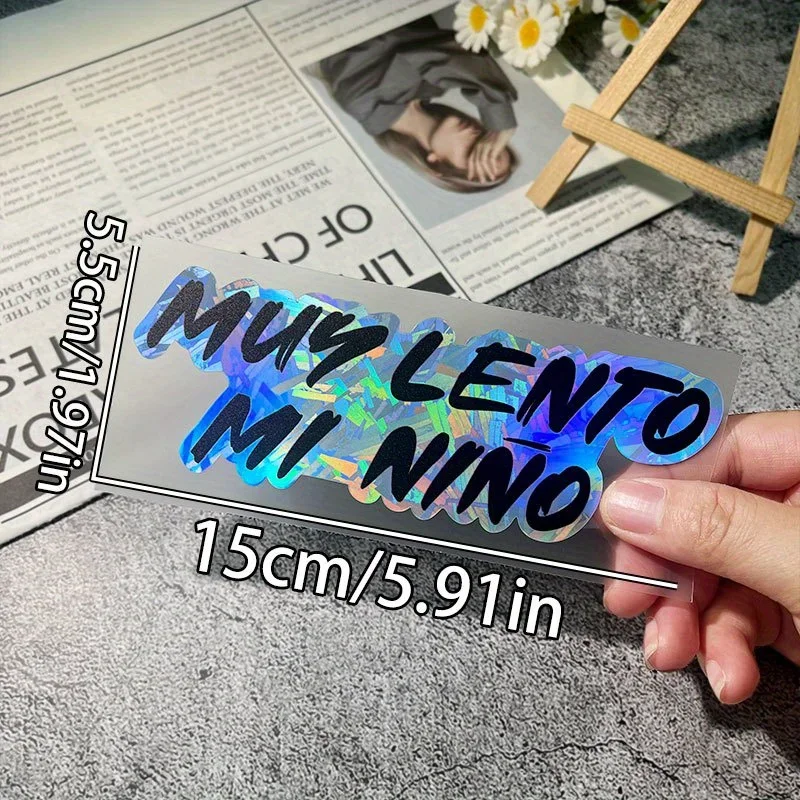 1 قطعة ثلاثية الأبعاد أنيقة "Muy Lento Mi Nino" ملصق سيارة موتو عبارة روح الدعابة زينة الجسم للدراجات النارية السيارات #4
