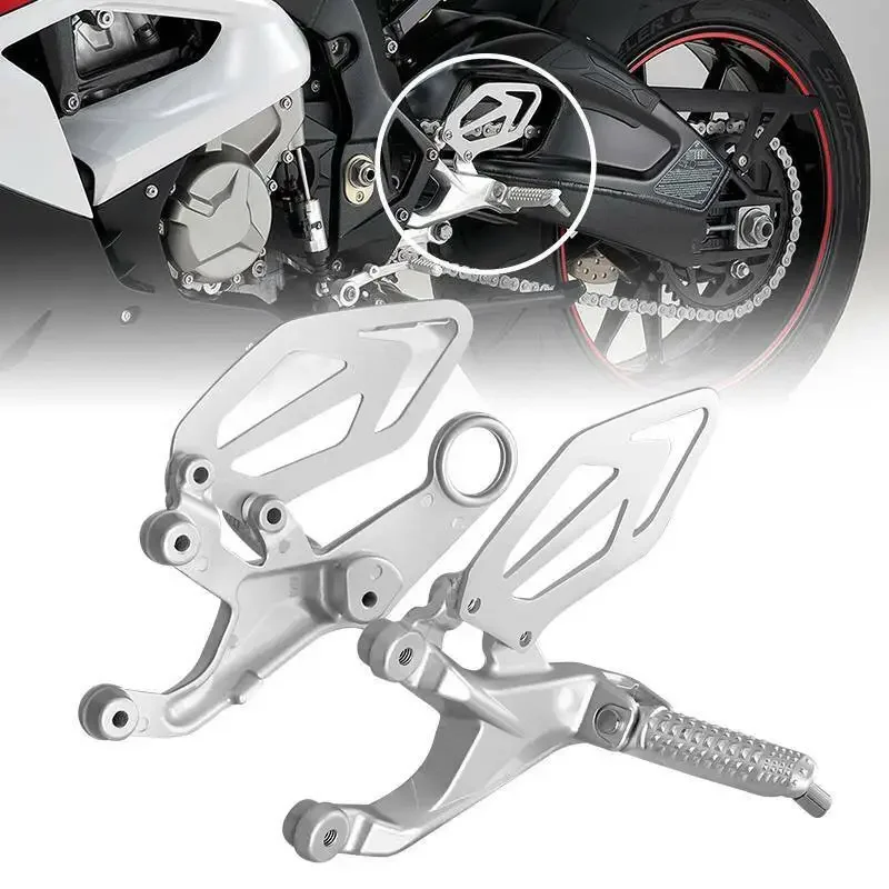 Motorcycle Silver  Front Rider Foot Pegs Footrest Bracket Fit For BMW S1000RR 2015-2017