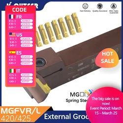 MGFVR 7-Shaped Face Groove Cutter MGFVR420/MGFVR425 Double Head Processing Range 24-400 Carbide Insert MGMN400 Slotting Tool