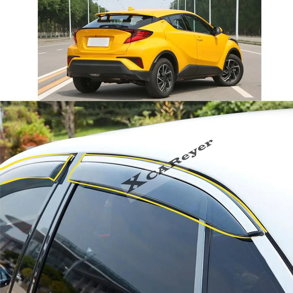 Pegatina de plástico para coche TOYOTA CHR C-HR, visera de viento, lluvia/protector solar, piezas de ventilación, 2017, 2018, 2019, 2020, 2021