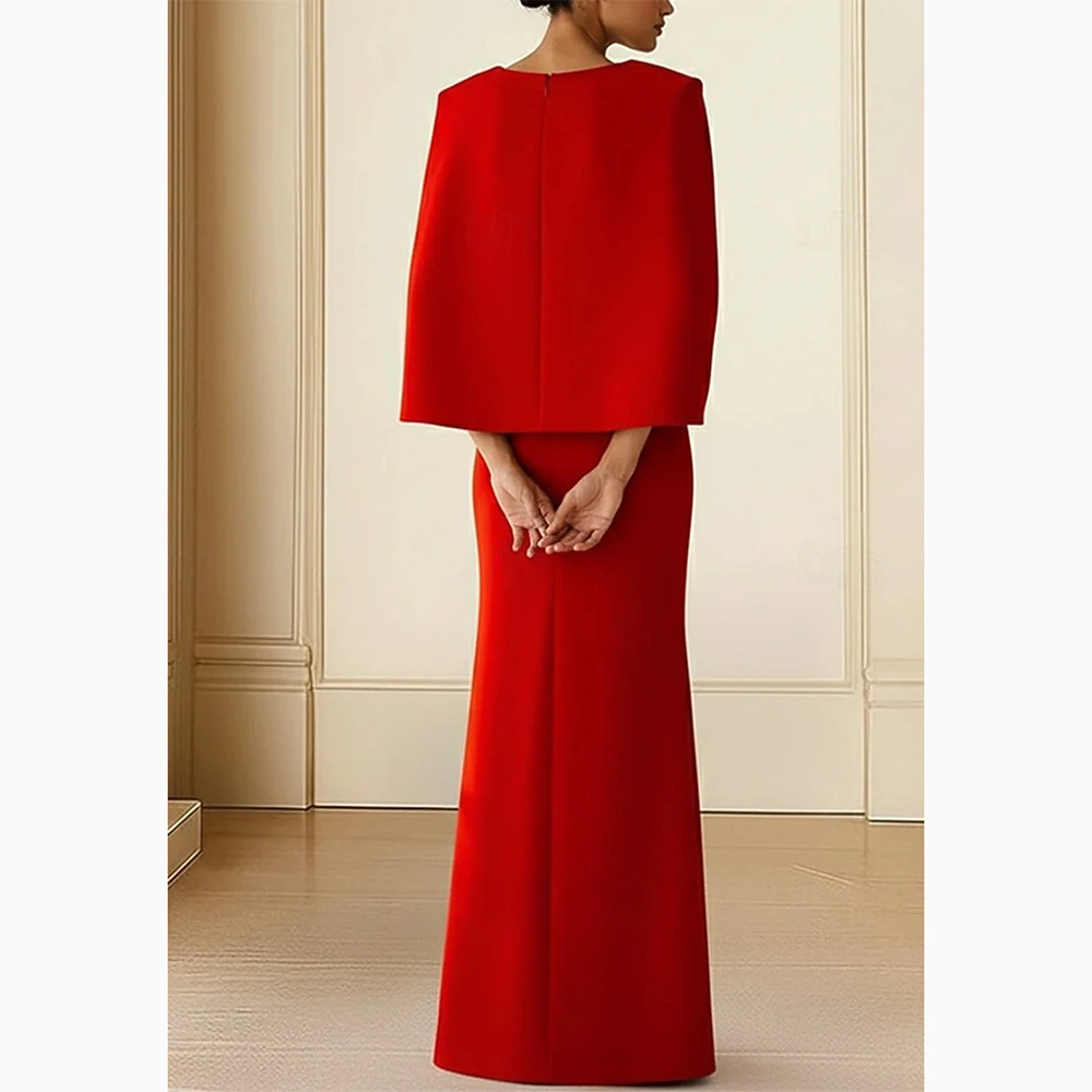 Simple Red Boat Neck Evening Dress Floor Length Lengant Formal Occasion Evening Gown Straight Party Dress Customized image 2