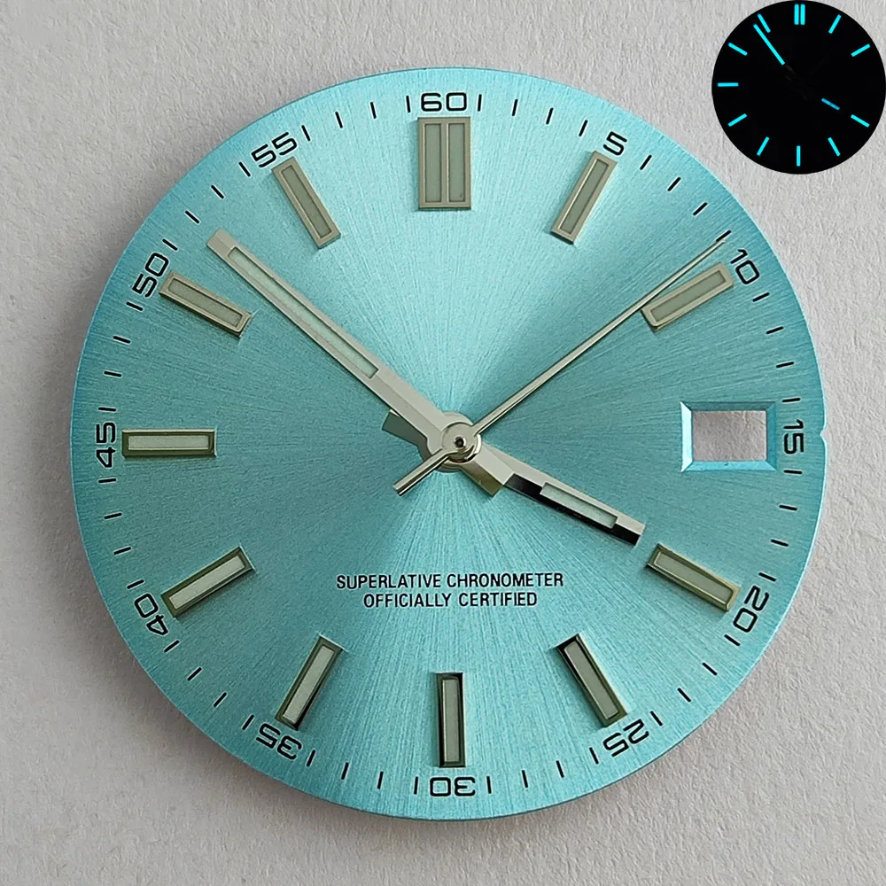 NH35 dial NH35 watch dial blue-green luminous suitable for NH35 movement NH35 watch hands