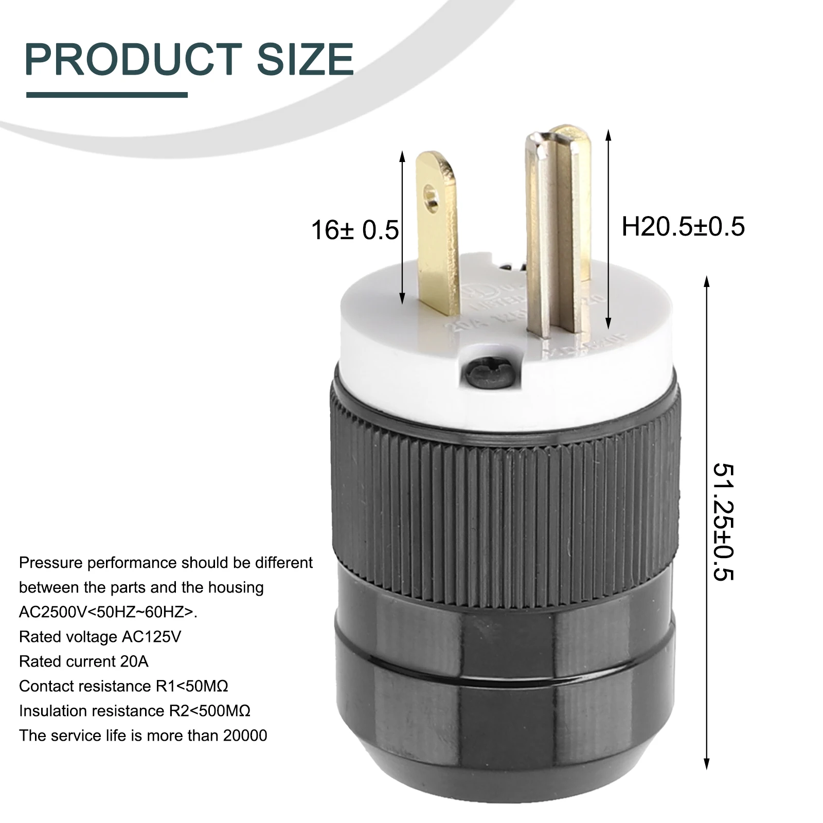 1pc America UL Copper for nema L5-20P Re-wireable U S. Wiring 3p Power Converter Anti-off Straight Inline Industry Locked