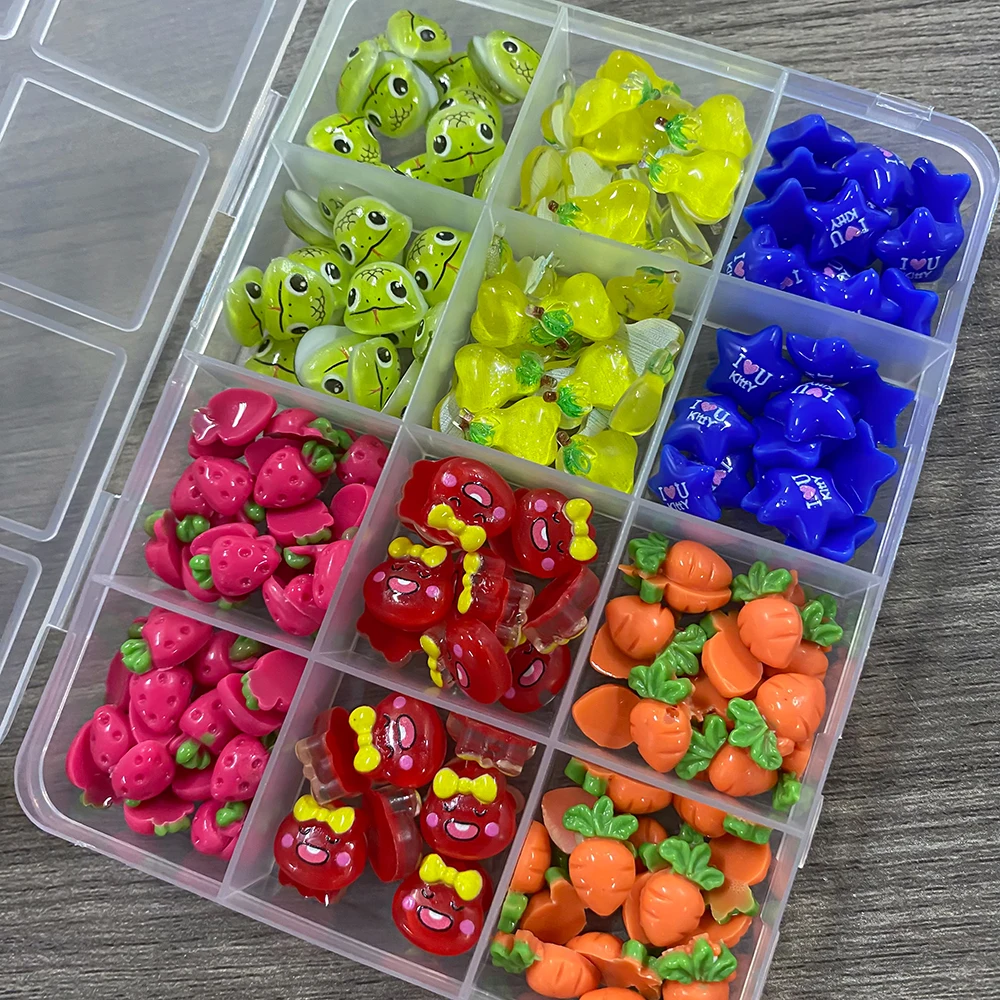 12-Gitter 3D Schleife/Kamelie/Rose/Liebe Nagelanhänger & Zubehör Nail Art Charms Set DIY handgefertigte Materialbox Manikürezubehör *^