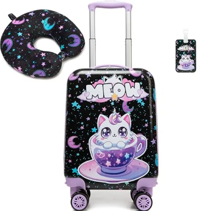 

Kid's Luggage Set 2 Pcs Suitcase Set 16'' Hardside Luggage with Spinner Wheels Girls Carry on Toddler Luggage Travel Rolling Lu